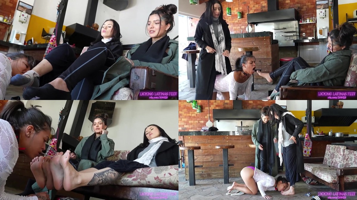 LICKING LATINAS FEET – MARIA and NIKA – Show us how much you love our feet!