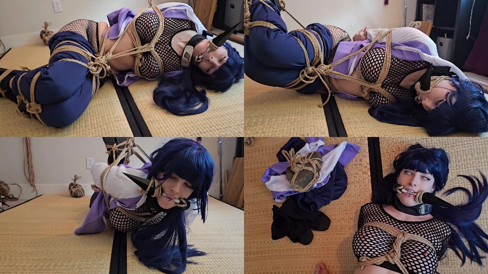 knottydevil – Hinata Hogtied, stripped and gagged